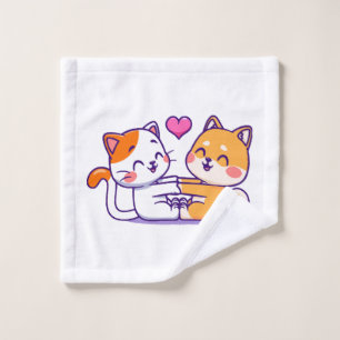 Toalha De Rosto Gato E Shiba Inu