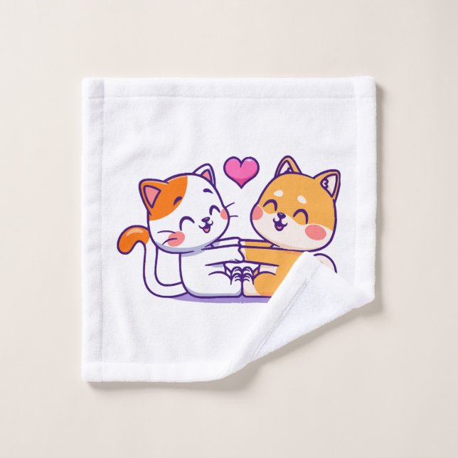 Toalha De Rosto Gato E Shiba Inu (Pano de lavar)