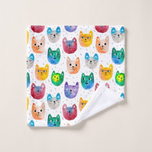 Toalha De Rosto Gatos com aquarelas e amigos
