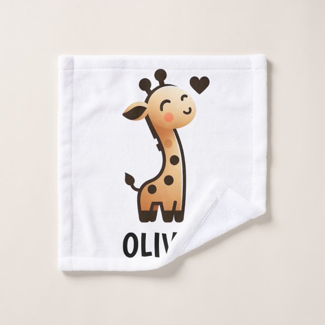 Toalha De Rosto Girafa Personalizada Fofa e Esbelta (Pano de lavar)
