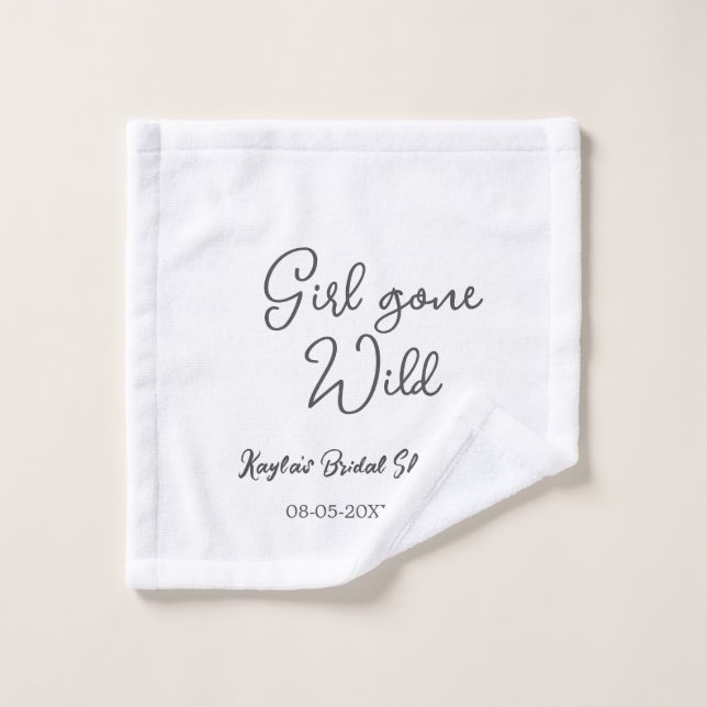 Toalha De Rosto Girl gone wild bridal shower name date simple mini (Pano de lavar)