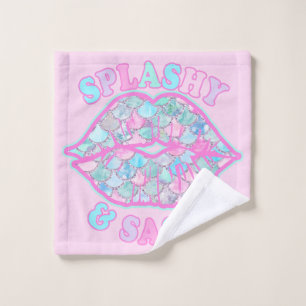 Toalha De Rosto Girly Splashy e Sassy Turquoise Rosa Sassy Kiss