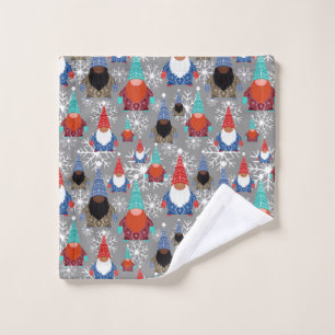 Toalha De Rosto Gnome Snowflake Ilustra Padrão de Natal