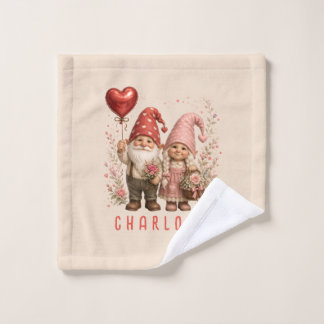Toalha De Rosto Gnomos do Dia dos Namorados Florais Personalizados