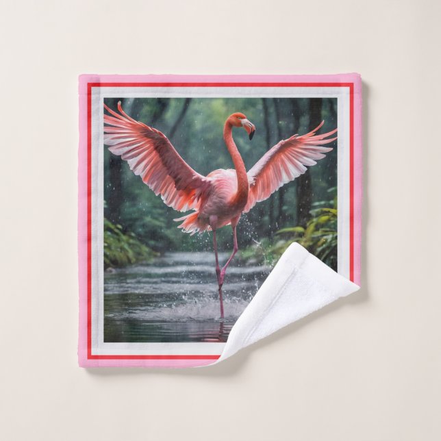 Toalha De Rosto Grace em Voo: O Riverdance dos Flamingos Rosa (Pano de lavar)