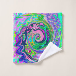 Toalha De Rosto Groovy Abstrato Aqua e Marinho Lava Swirl