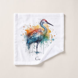 Toalha De Rosto Grua Graciosa, Arte Watercolor, personalizada