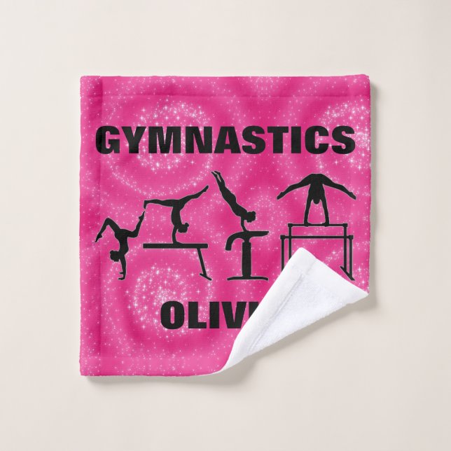 Toalha De Rosto Gymnastics Pink Sparkle Swirls (Pano de lavar)