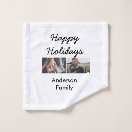 Toalha De Rosto Happy holidays father son Christmas photo family n