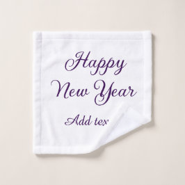 Toalha De Rosto Happy new year purple calligraphy simple minimal 