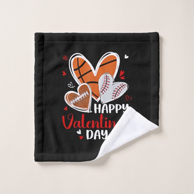 Toalha De Rosto Happy Valentine Baseball Football Basketball Heart (Pano de lavar)