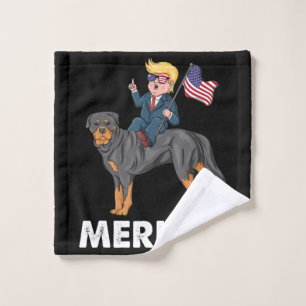 Toalha De Rosto Herói Americano Trump Merica Rottweiler