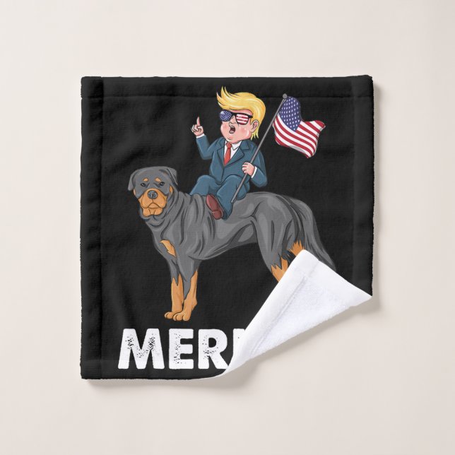 Toalha De Rosto Herói Americano Trump Merica Rottweiler (Pano de lavar)