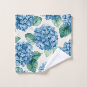 Toalha De Rosto Hortênsia Azuis Floral Aquarela Botânica Florações
