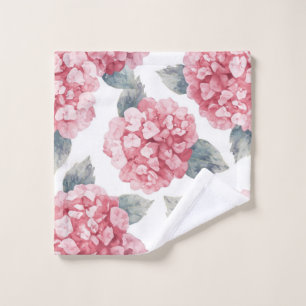 Toalha De Rosto Hortênsias Rosa Pintura Floral Aquarela Flores