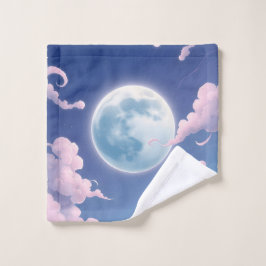 Toalha De Rosto Ilustração caprichosa e fofa da lua no céu noturno