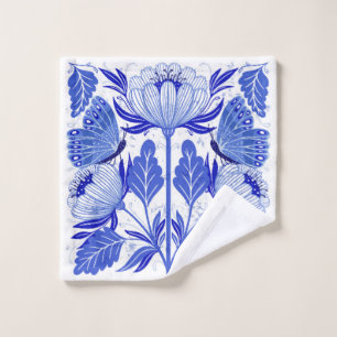 Toalha De Rosto ilustração com borboletas e flores isoladas