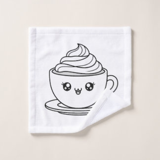 Toalha De Rosto Ilustração de Xícara de Café Kawaii Fofa