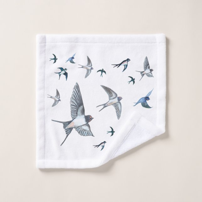 Toalha De Rosto Ilustração Do Bando De Aves De Engorda Voadoras (Pano de lavar)