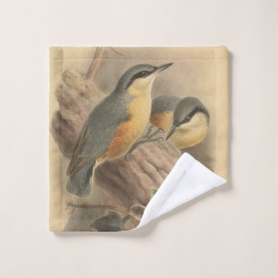 Toalha De Rosto Ilustração Vintage de Nuthatch