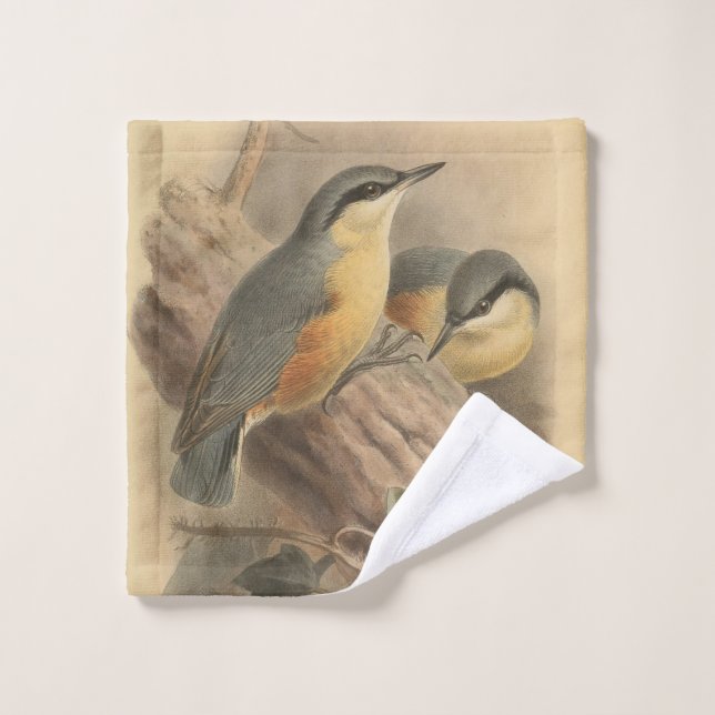 Toalha De Rosto Ilustração Vintage de Nuthatch (Pano de lavar)