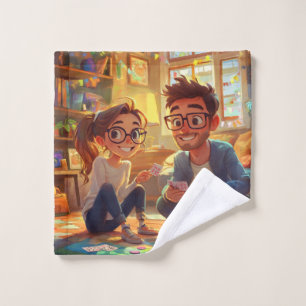 Toalha De Rosto Janto de Ensaio de Casamento de Script Elegante Cl