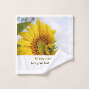 Toalha De Rosto Jardim de girassol amarelo adicionar nome de texto