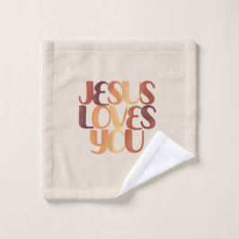 Toalha De Rosto Jesus Ama o Design de Tipografia Cristã