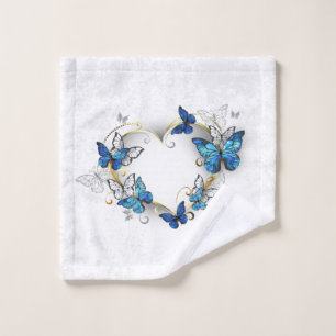Toalha De Rosto Jewelry Heart with Butterflies Morpho
