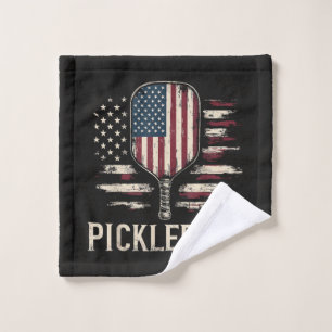 Toalha De Rosto Jogador de Pickleball Bandeira dos EUA Retro Paddl
