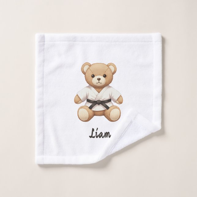Toalha De Rosto Judo Black Belt Teddy – Perfect Gift for Judo (Pano de lavar)