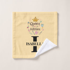 Toalha De Rosto Kitchen Queen Name Monogram Design