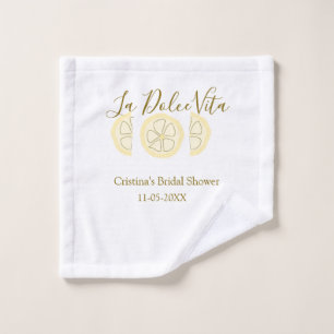Toalha De Rosto La Dolce Vita amarelo limão chá de noiva pastel bo