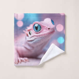 Toalha De Rosto Lagarto Rosa Bonito com Olhos Azuis Grandes