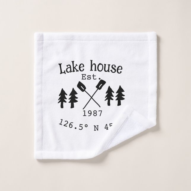 Toalha De Rosto Lago House ets. Data ano em que as coordenadas per (Pano de lavar)