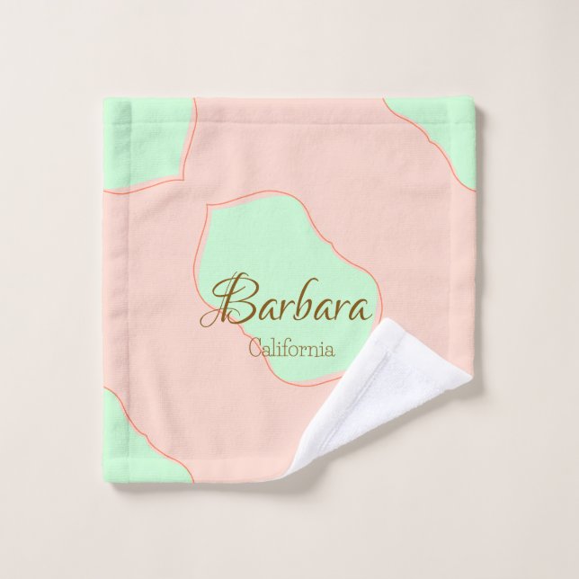 Toalha De Rosto Laranja verde pastel boho adicionar nome lugar rús (Pano de lavar)