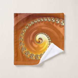 Toalha De Rosto Lave Fractal Espiral Gradiente Laranja Dourada abs