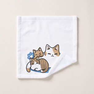 Toalha De Rosto Lazer - Design de Gatos Preguiçosos