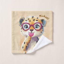 Toalha De Rosto Leopard Valentine's Day Heart Badge - Kids School