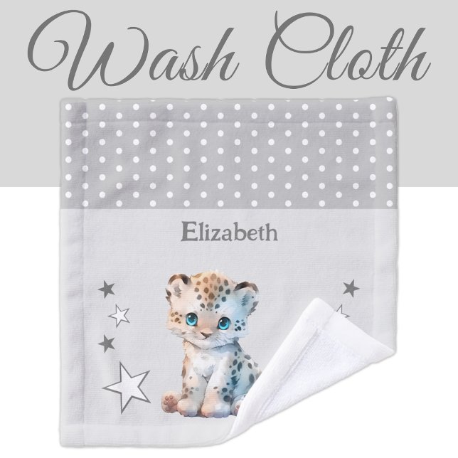 Toalha De Rosto Leopardo-bonito adiciona nome bolinhas estrelas ci (Criador carregado)