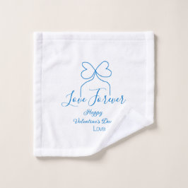 Toalha De Rosto Love Forever blue bow happy Valentine's day name d