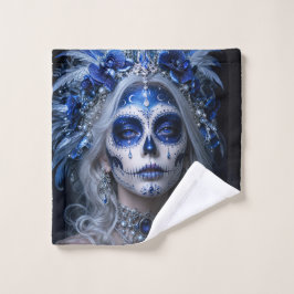 Toalha De Rosto Lua Safira Calavera – Azul Celestial
