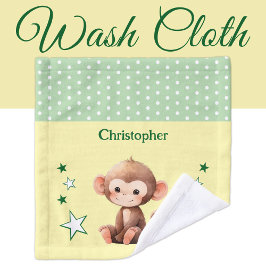 Toalha De Rosto Macaco-macaco-macaco adiciona nome bolinhas estrel