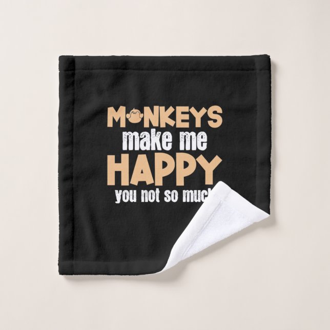 Toalha De Rosto Macaco me deixa feliz (Pano de lavar)