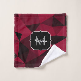 Toalha De Rosto Magenta rosa vermelho padrão de geometria preto Mo