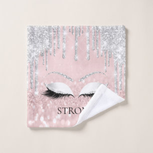 Toalha De Rosto Makeup Glitter Eyes Drivers Silver Pink Blush Name