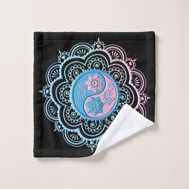 Toalha De Rosto Mandala Azul e Rosa (Pano de lavar)