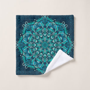 Toalha De Rosto Mandala étnica azul. Cópia de rasto