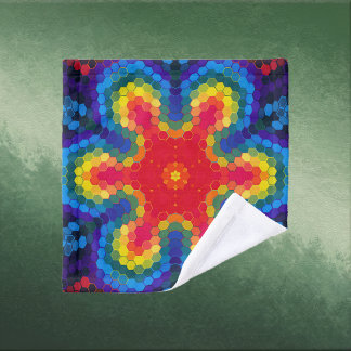 Toalha De Rosto Mandala Hexagonal Vermelho Amarelo e Azul