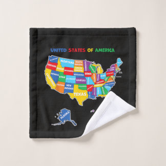 Toalha De Rosto Mapa colorido dos Estados Unidos da América com es
